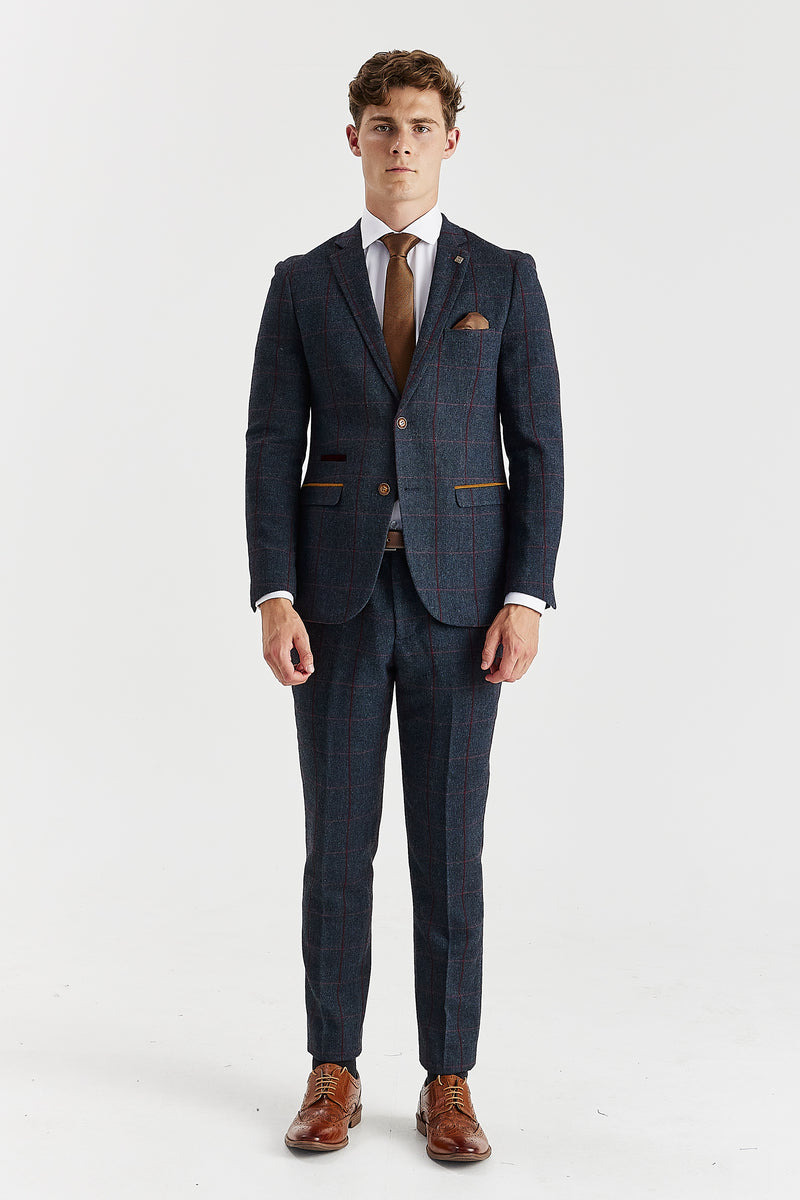 Madrid - Men's Navy Tweed Check Blazer