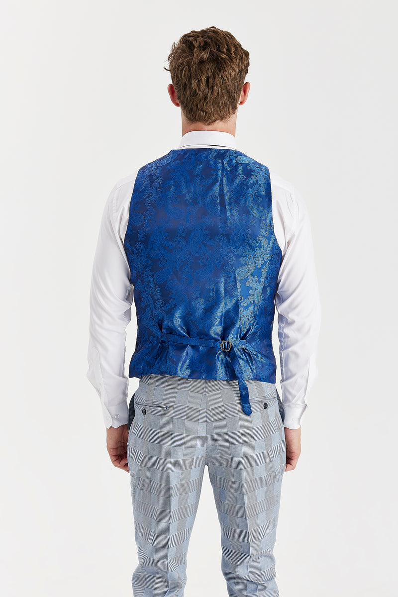 Mark - Sky Blue Check Waistcoat