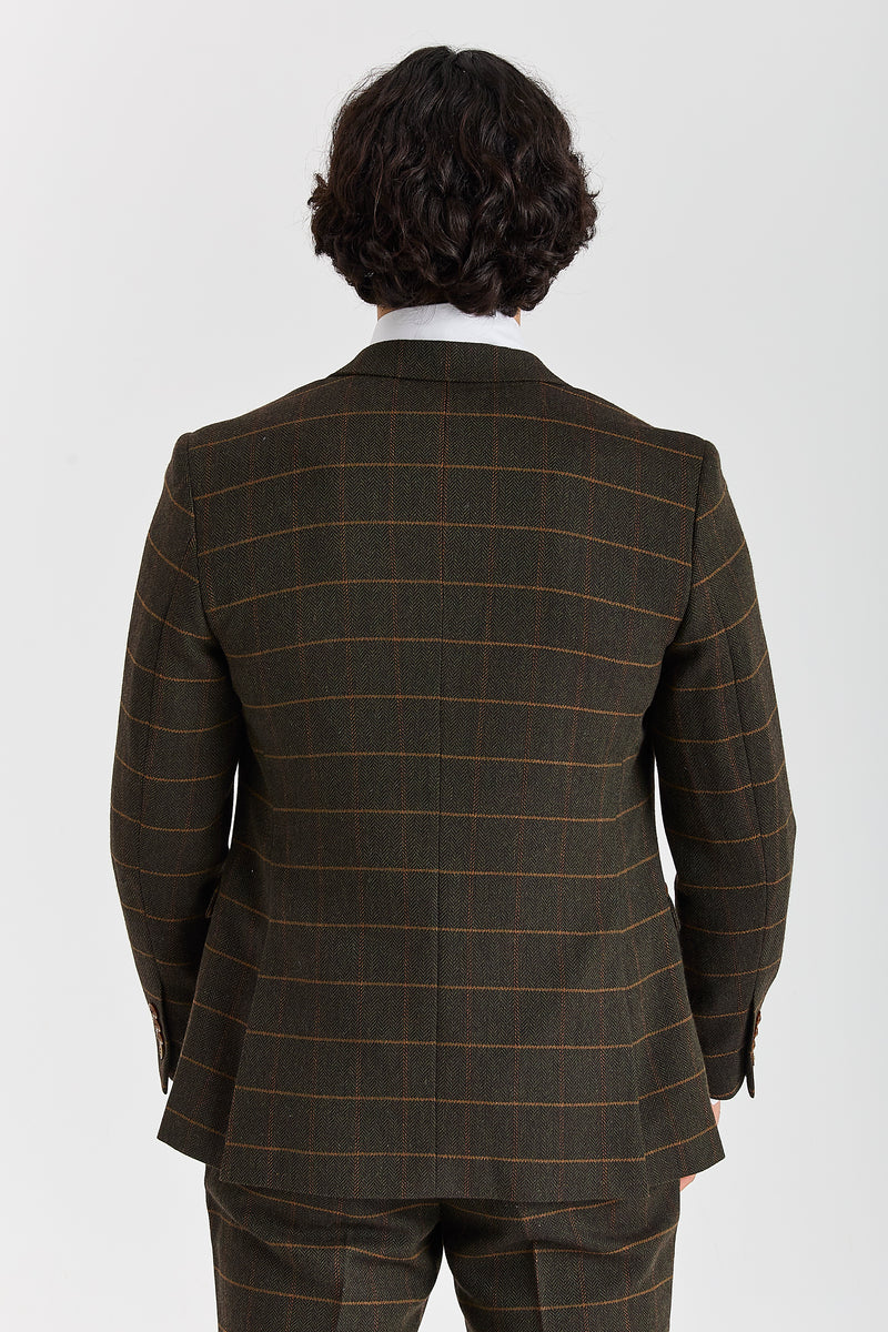Harris Green Herringbone Tweed Check Three Piece Suit