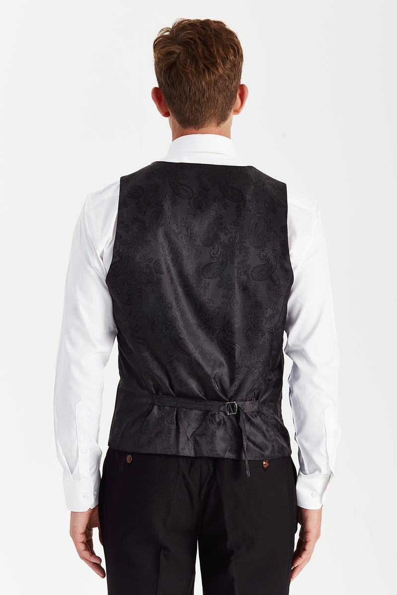 Mayfair - Men's Black Textured Waistcoat