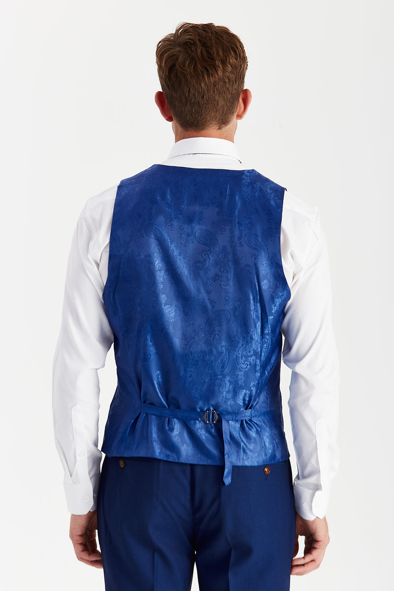 Mayfair - Men's Blue Textured Waiscoat