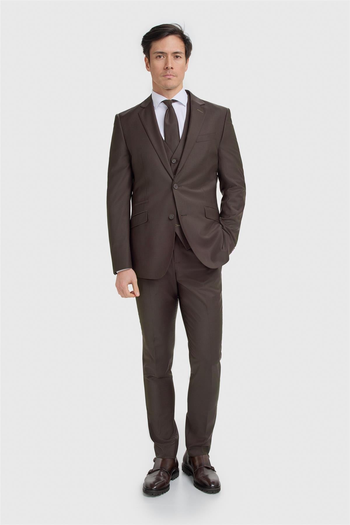 Bond Wool Rich Auburn Three Piece Suit