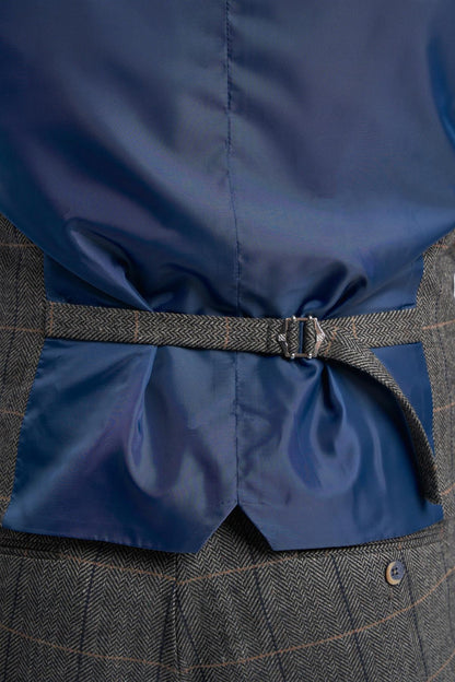 Grey Tweed Check Waistcoat