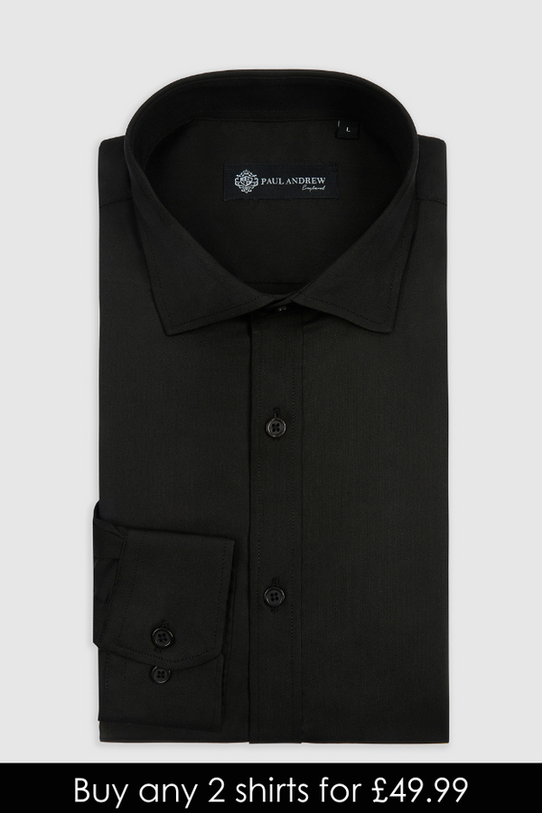 Oliver - Black Cutaway Collar Shirt