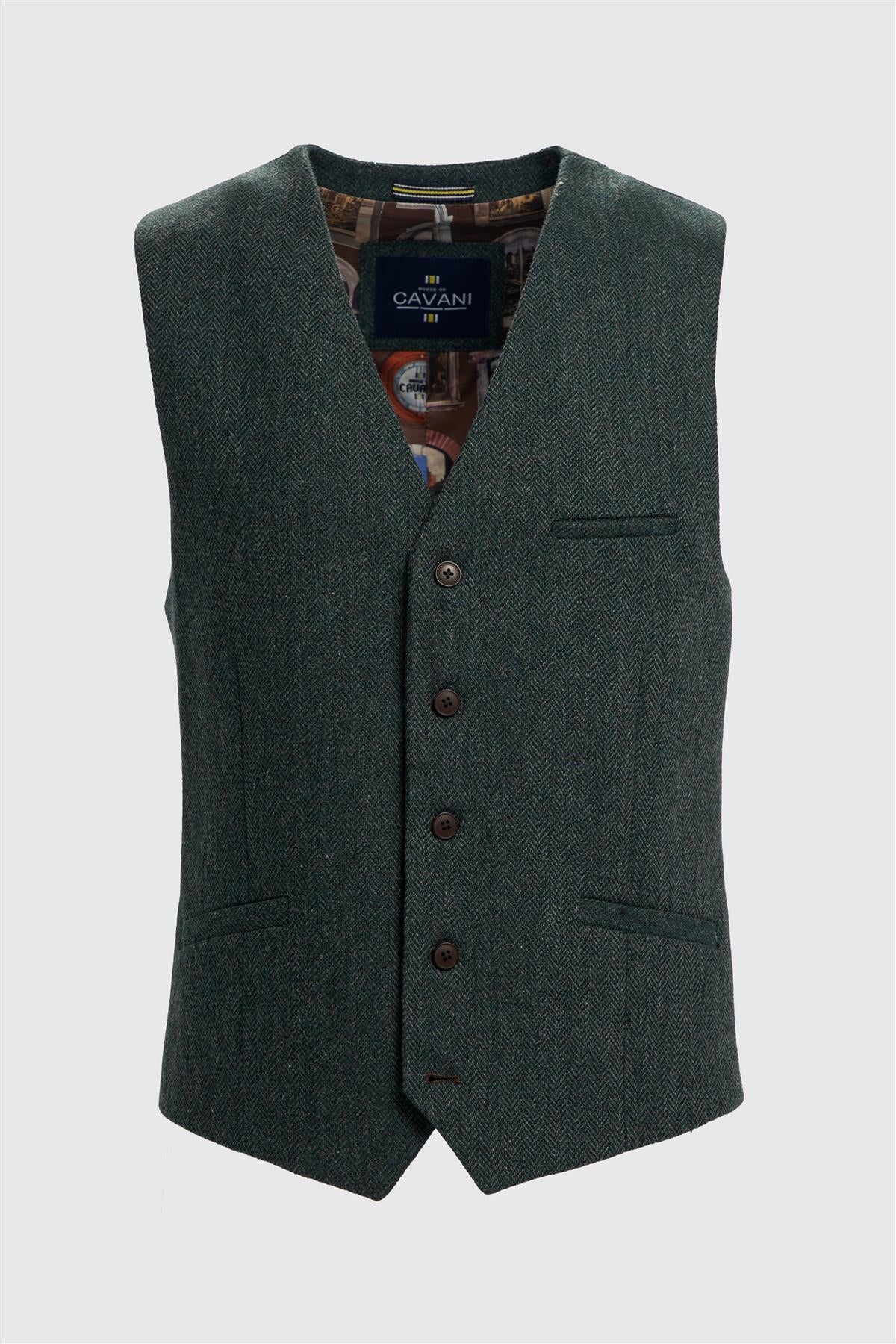 Thomas Lush Olive Tweed Waistcoat
