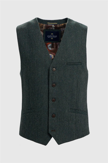 Thomas Lush Olive Tweed Waistcoat