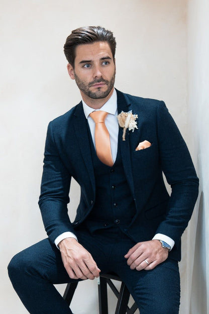Oscar Navy Tweed Three Piece Suit