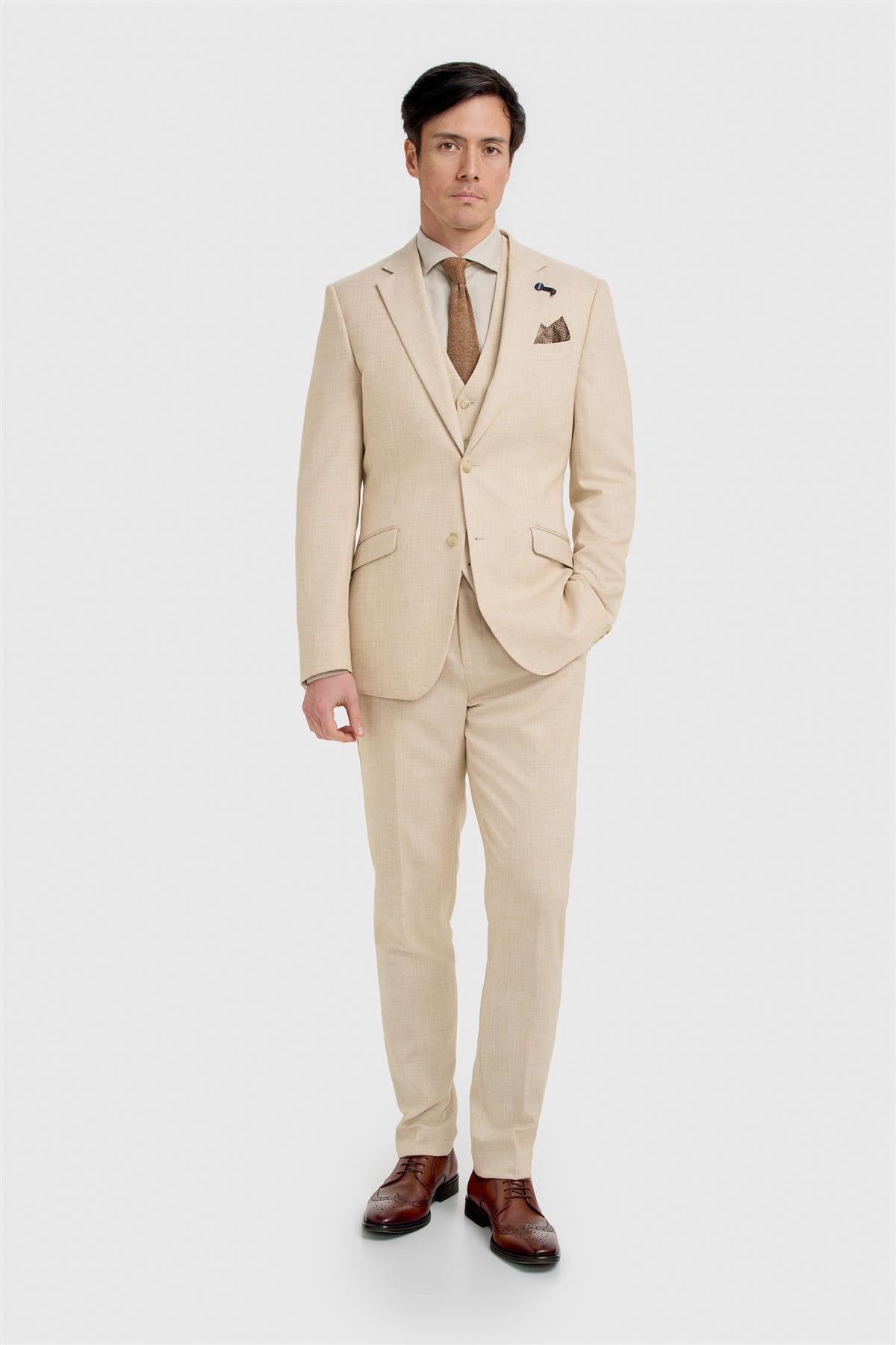 Malibu Beige Three Piece Suit