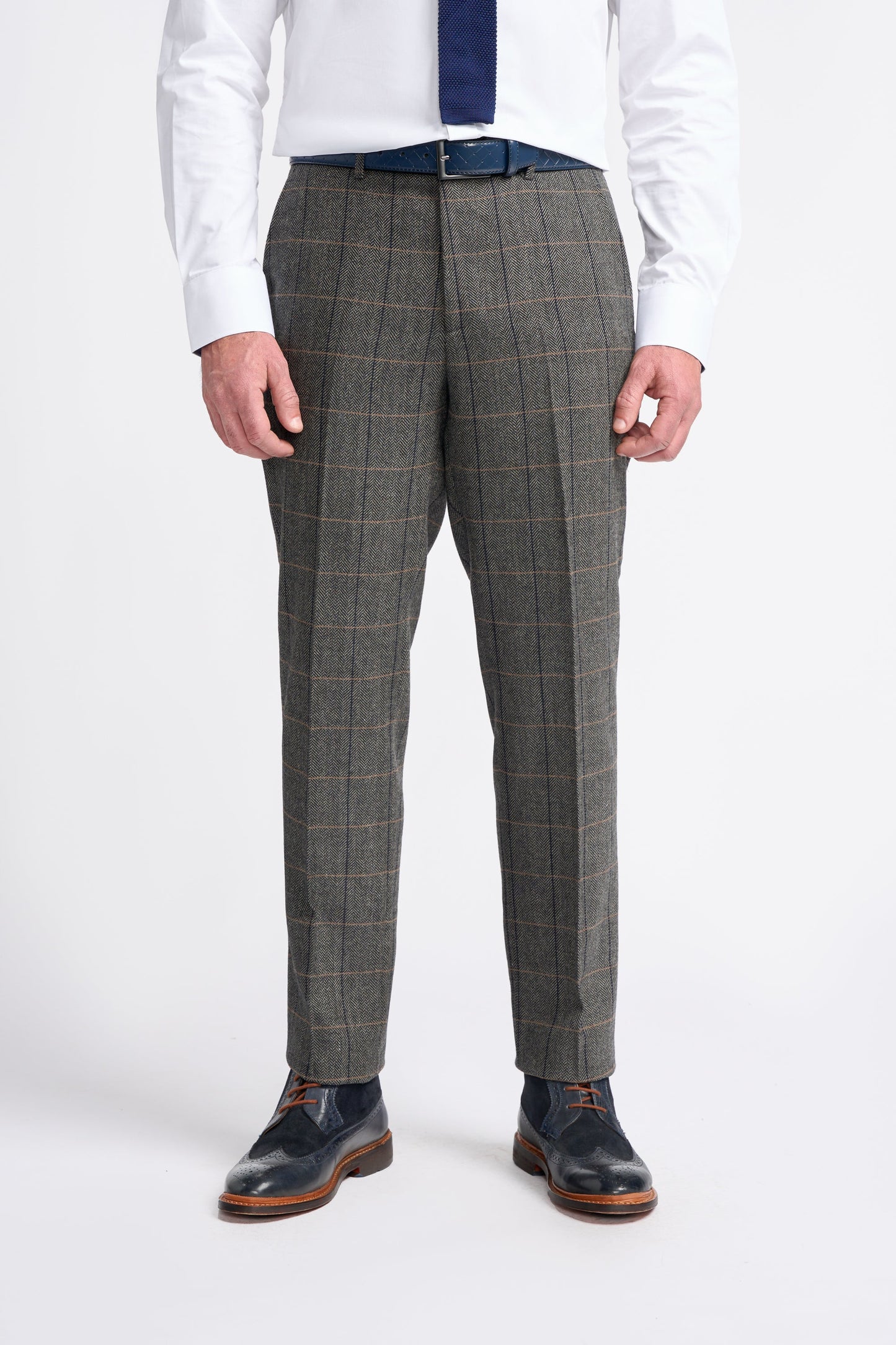 Grey Tweed Check Three Piece Suit