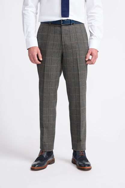 Grey Tweed Check Three Piece Suit