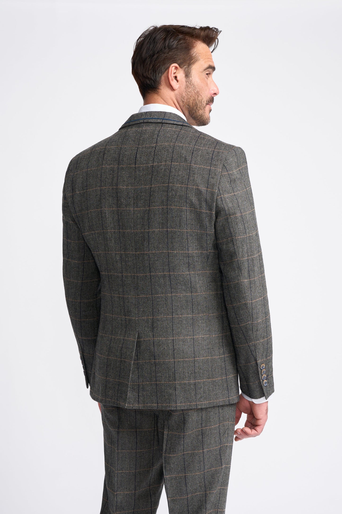 Grey Tweed Check Three Piece Suit