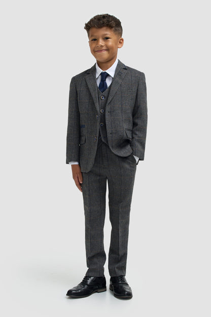 Albert Grey Tweed Check Boys Suit