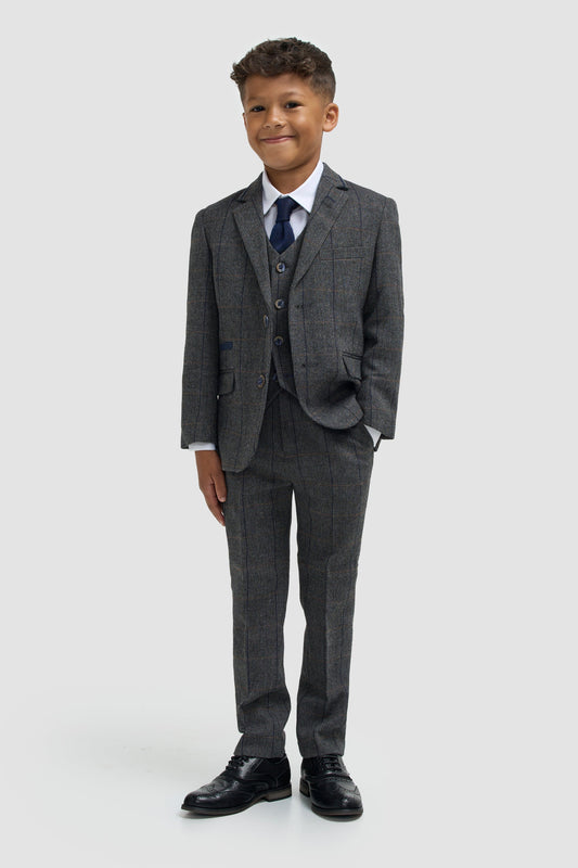 Albert Grey Tweed Check Boys Suit