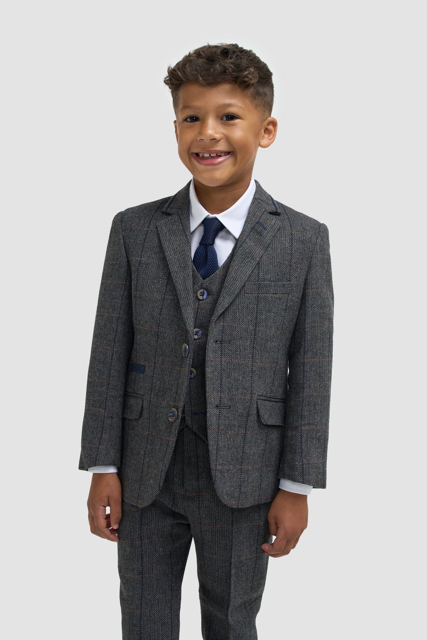 Albert Grey Tweed Check Boys Suit