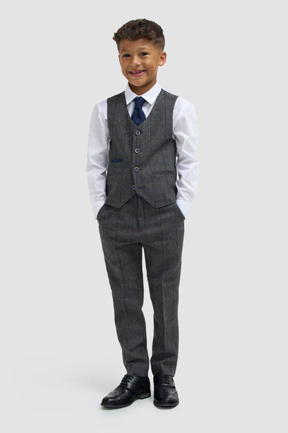 Albert Grey Tweed Check Boys Suit