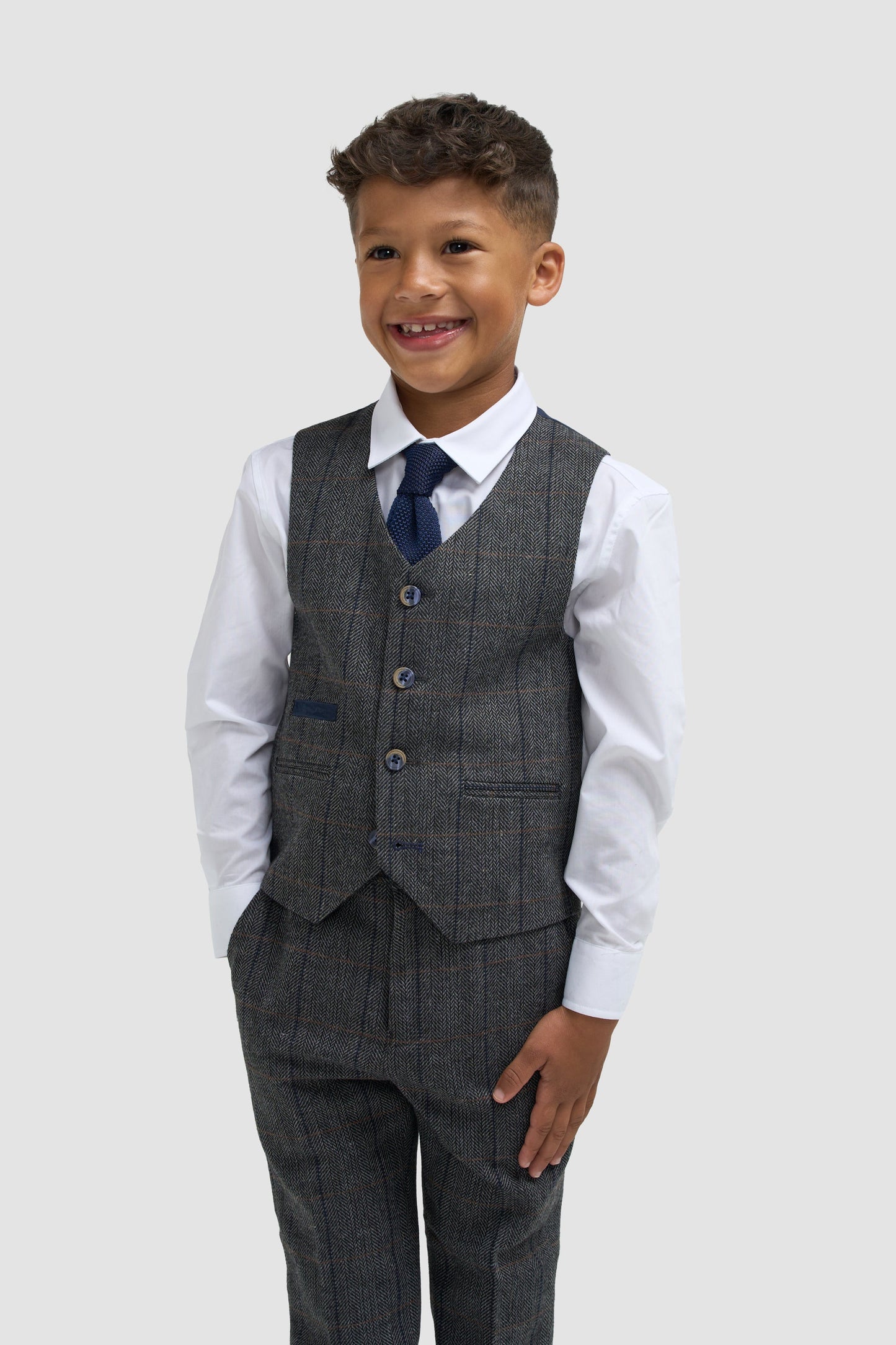 Albert Grey Tweed Check Boys Suit