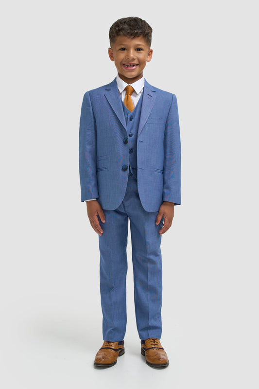 Boys Sky Blue Three Piece Suit