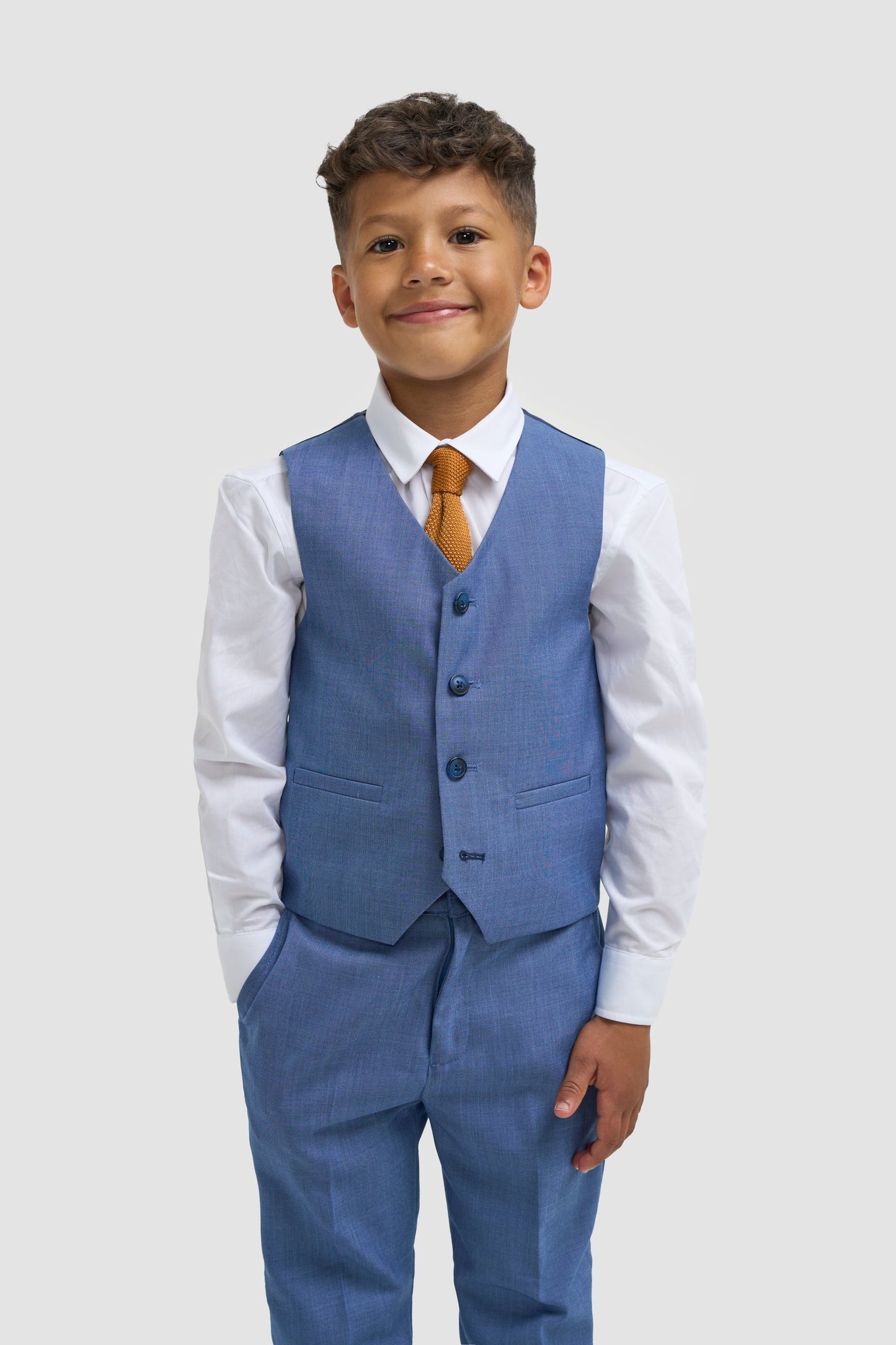Boys Sky Blue Three Piece Suit