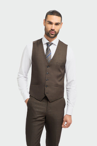 Caridi Brown Regular Check Three Piece Suit