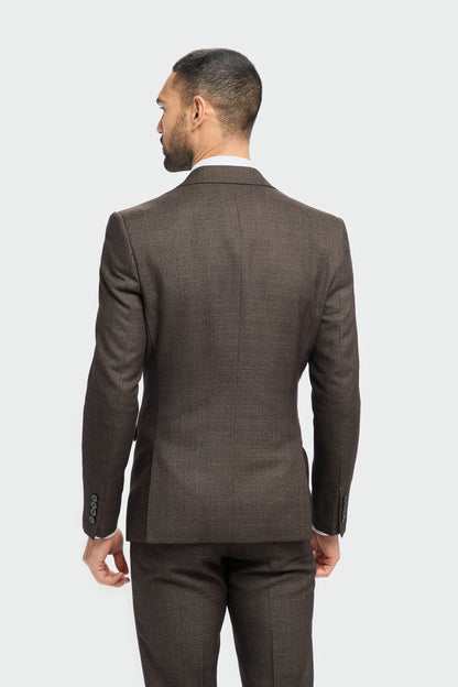 Caridi Brown Regular Check Three Piece Suit