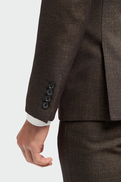 Caridi Brown Regular Check Three Piece Suit