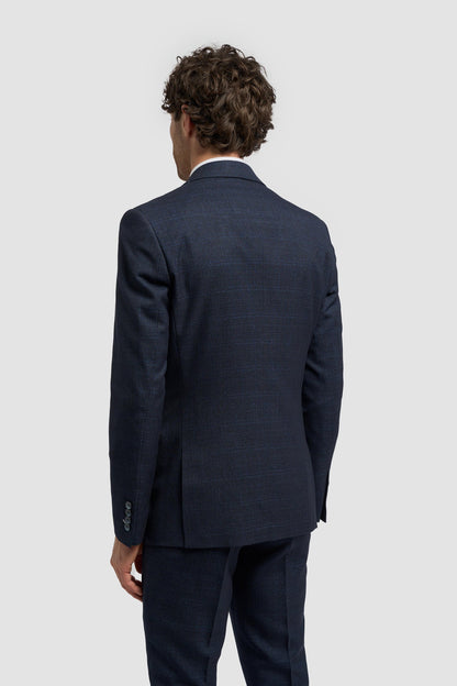 Caridi Navy Regular Check Three Piece Suit