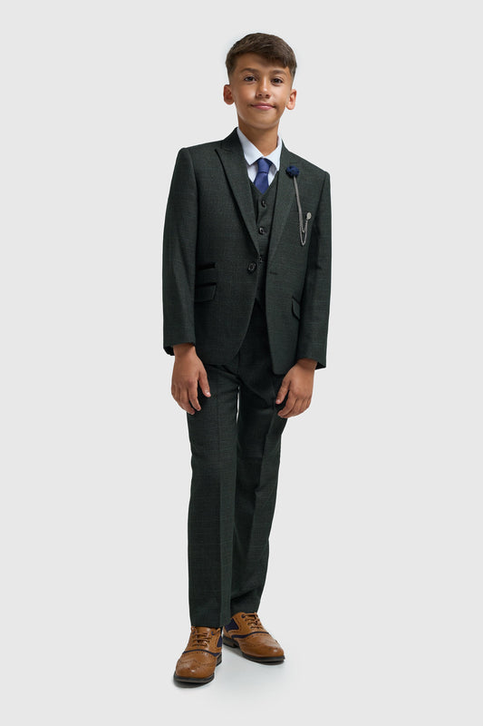Boys Caridi Olive Three Piece Suit