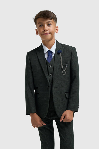 Boys Caridi Olive Three Piece Suit