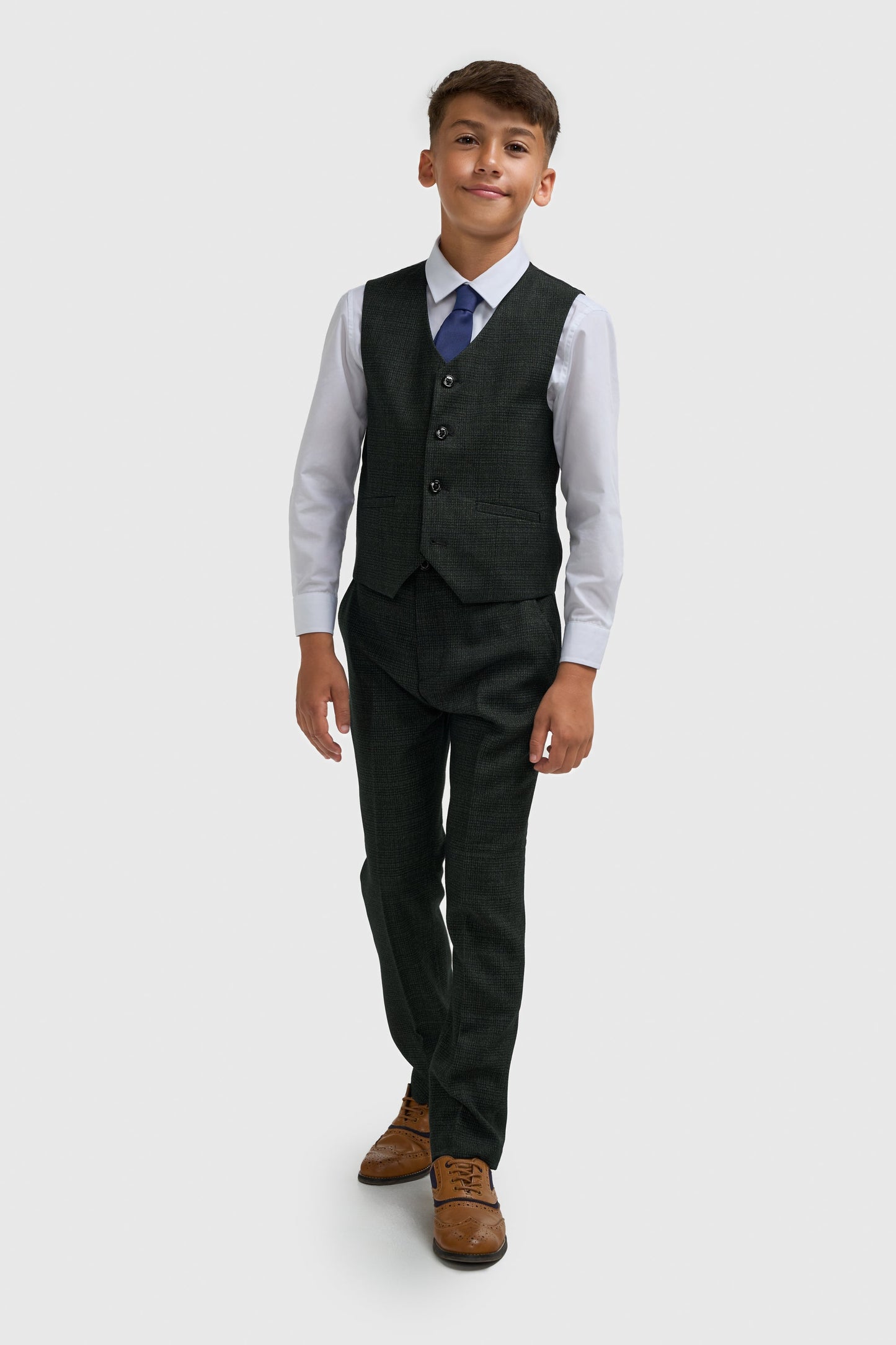 Boys Caridi Olive Three Piece Suit