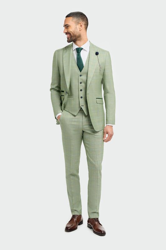 Caridi Sage Regular Check Three Piece Suit