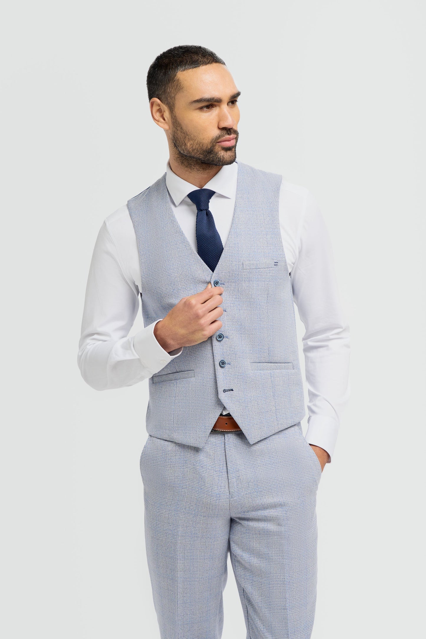 Caridi Sky Check Three Piece Suit