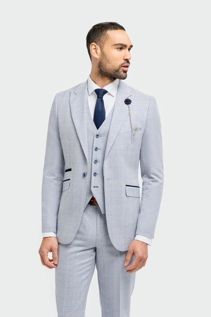 Caridi Sky Check Three Piece Suit