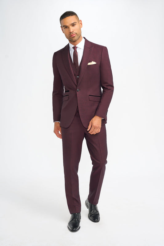 Caridi Wine Three Piece Suit
