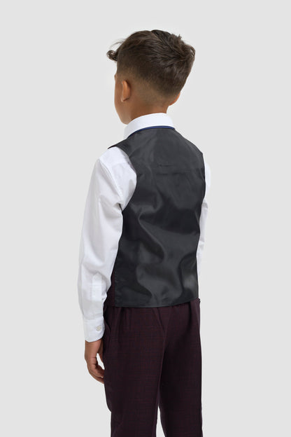 Boys Caridi Wine Three Piece Suit