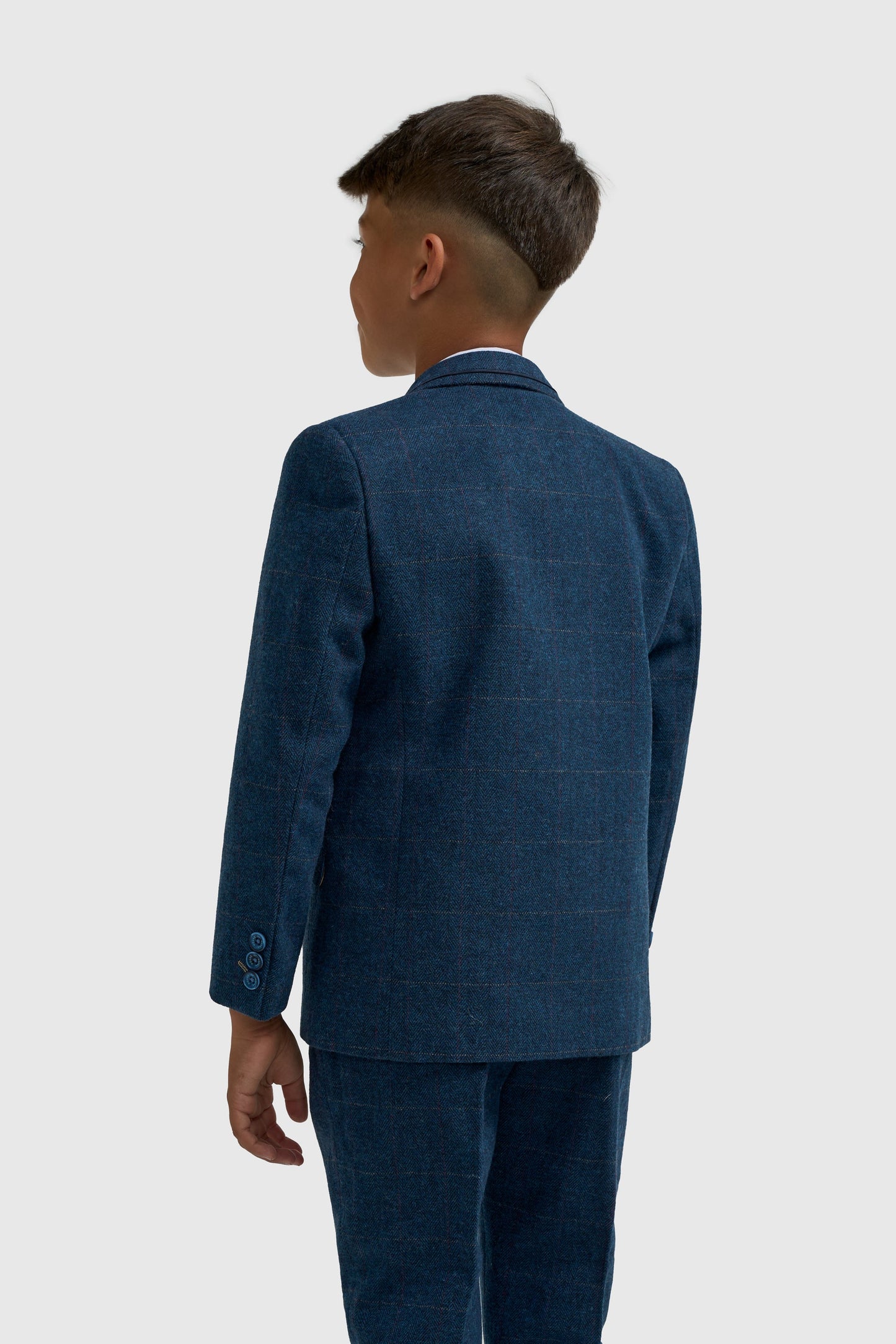 Boys Carnegi Navy Tweed Three Piece Suit