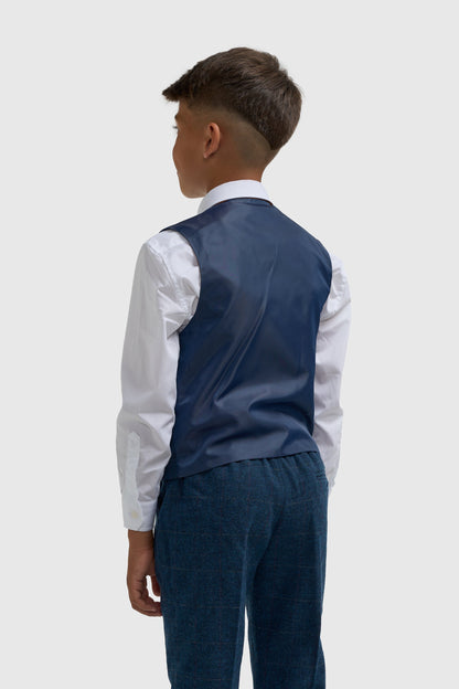 Boys Carnegi Navy Tweed Three Piece Suit