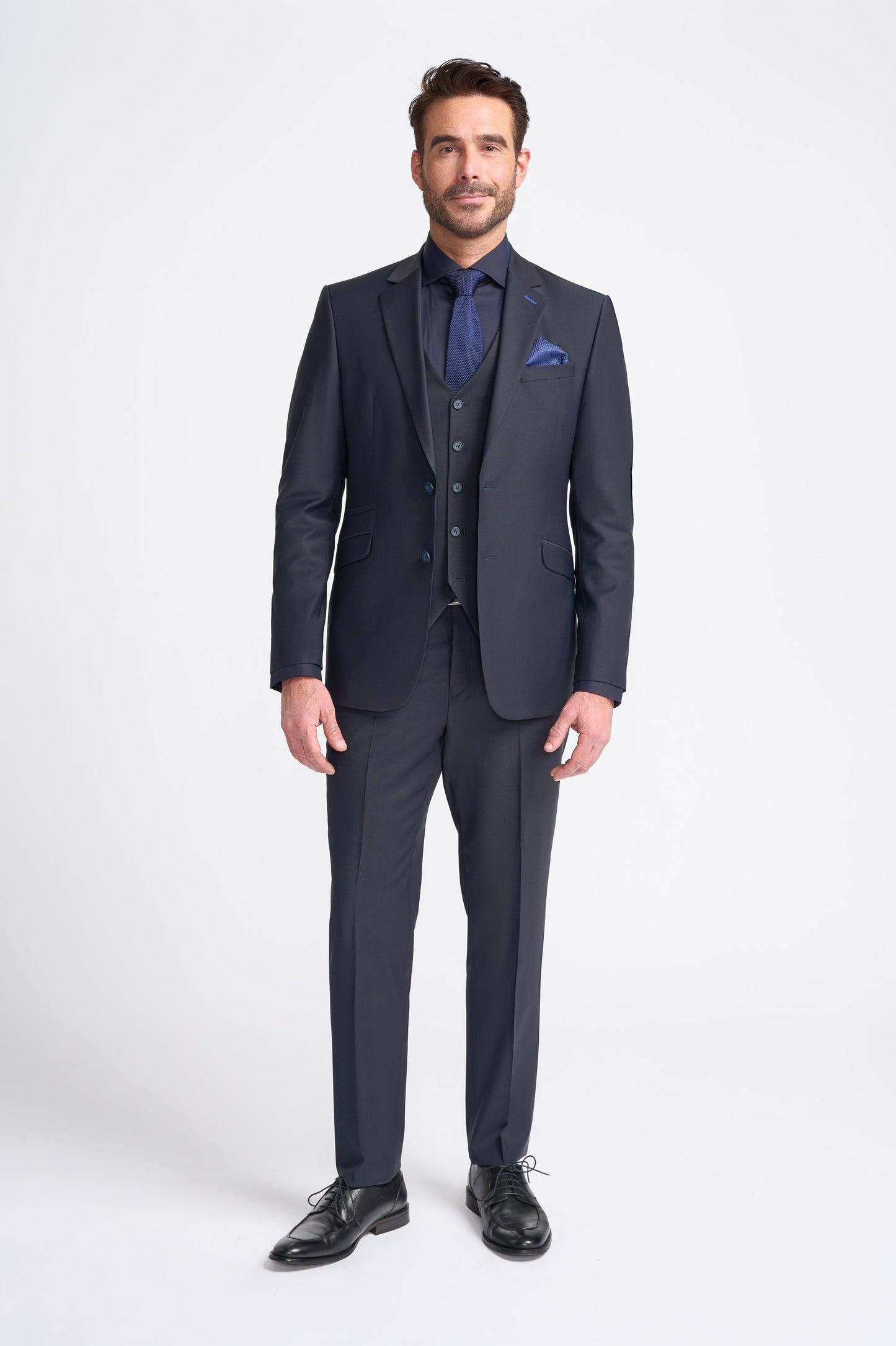 Bond Wool Rich Midnight Navy Three Piece Suit