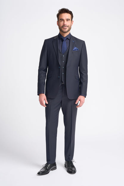 Bond Wool Rich Midnight Navy Three Piece Suit
