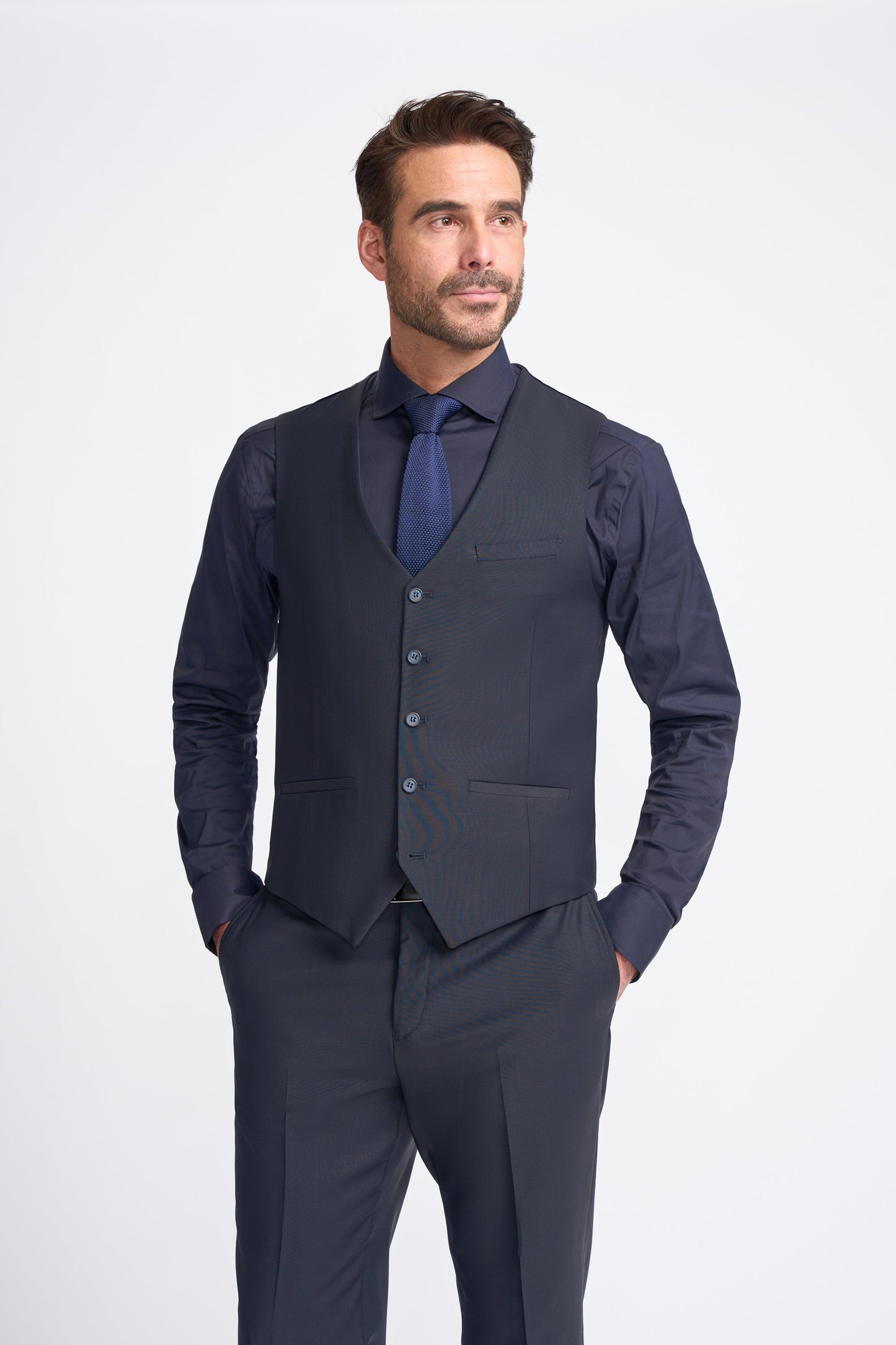 Bond Wool Rich Midnight Navy Three Piece Suit