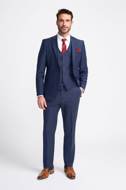 Bond Wool Rich Navy Three Piece Suit