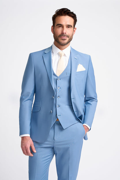 Bond Wool Rich Ocean Blue Three Piece Suit