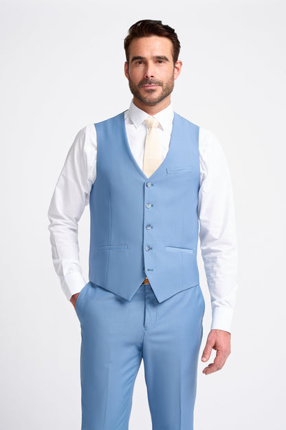 Bond Wool Rich Ocean Blue Three Piece Suit
