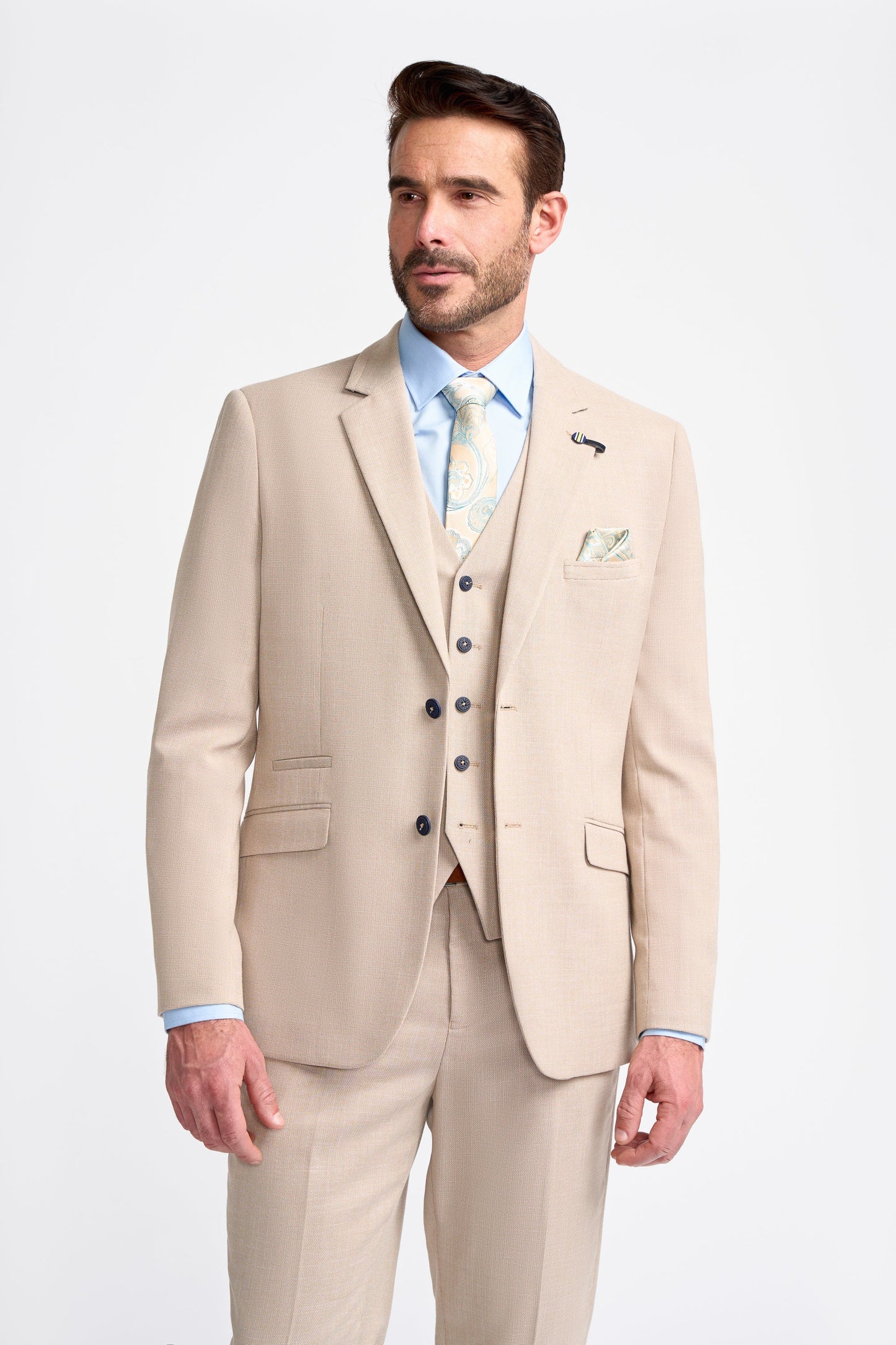 Miami Beige Three Piece Suit