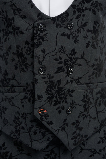 Georgi Black Floral Three Piece Suit