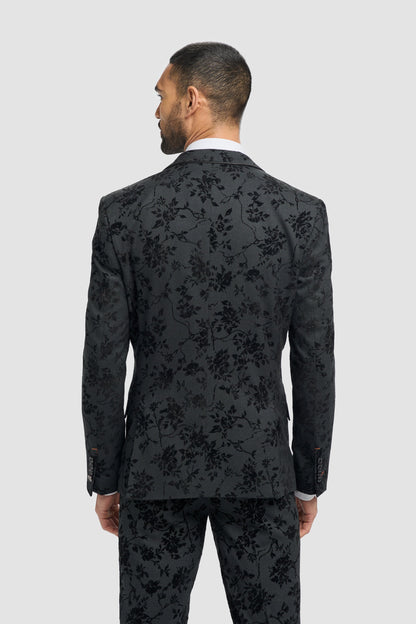 Georgi Black Floral Three Piece Suit