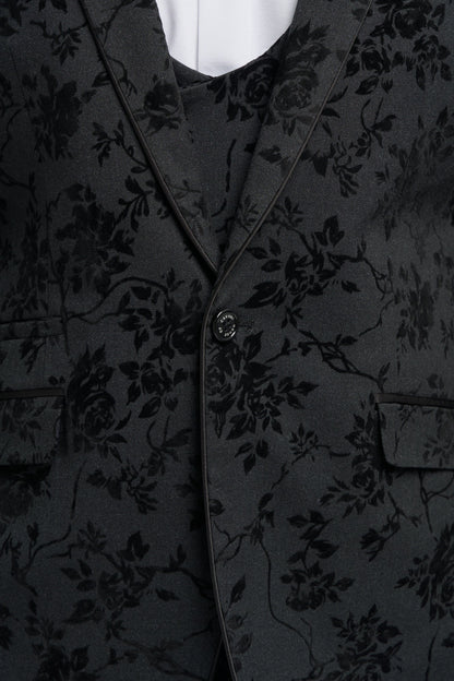 Georgi Black Floral Three Piece Suit