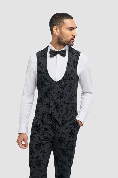Georgi Black Floral Three Piece Suit