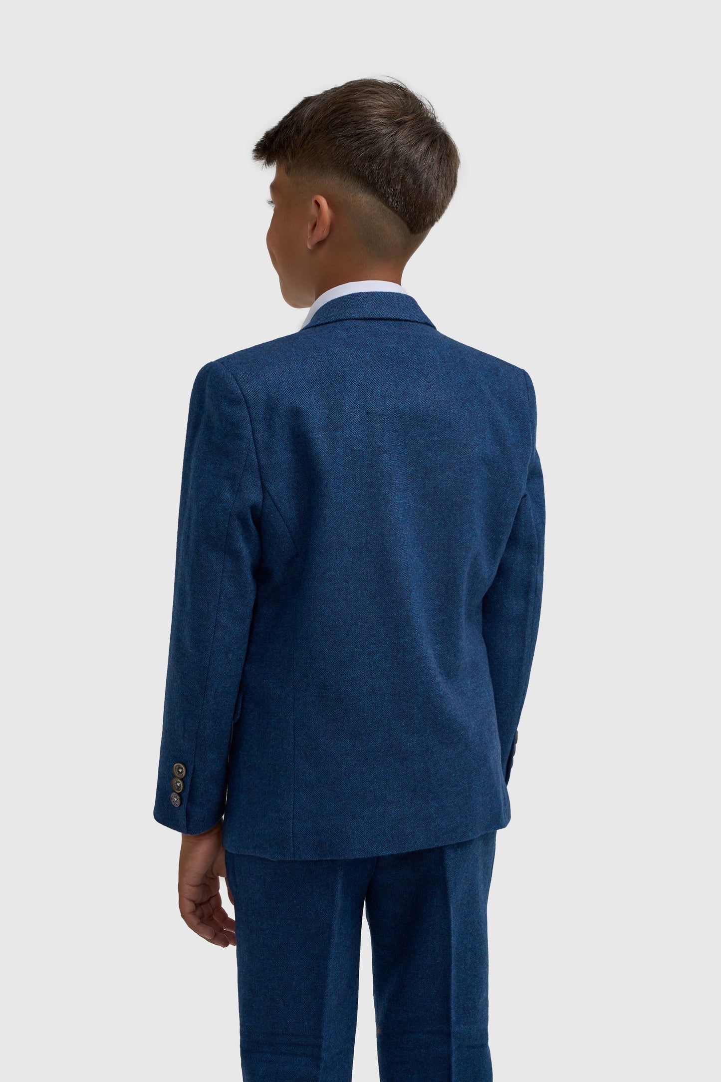 Boys Blue Tweed Three Piece Suit