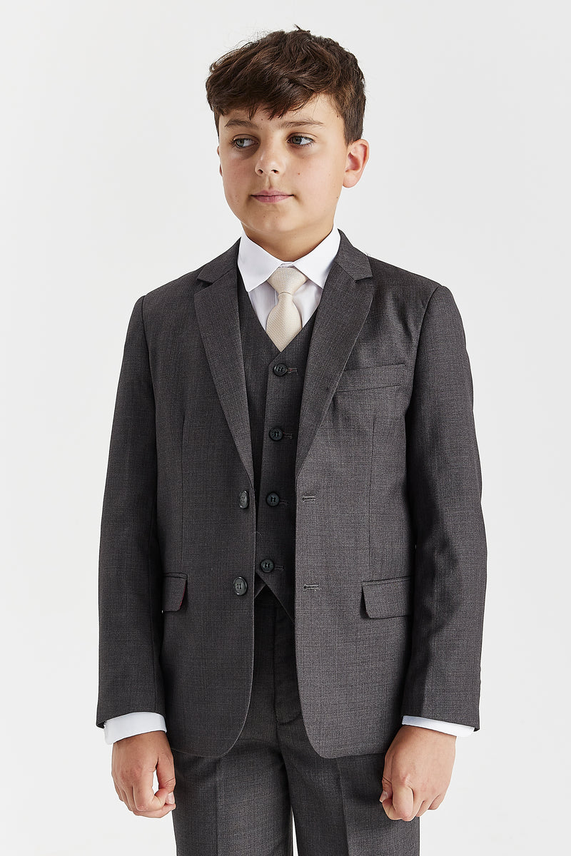 Boy's Charles Charcoal Three Piece Suit