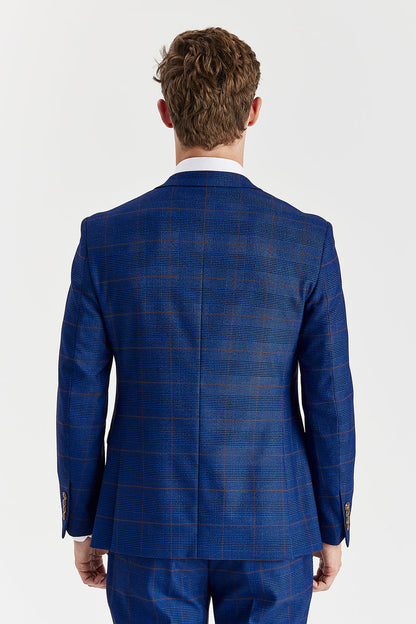 Alex - Navy Burgundy Check Blazer